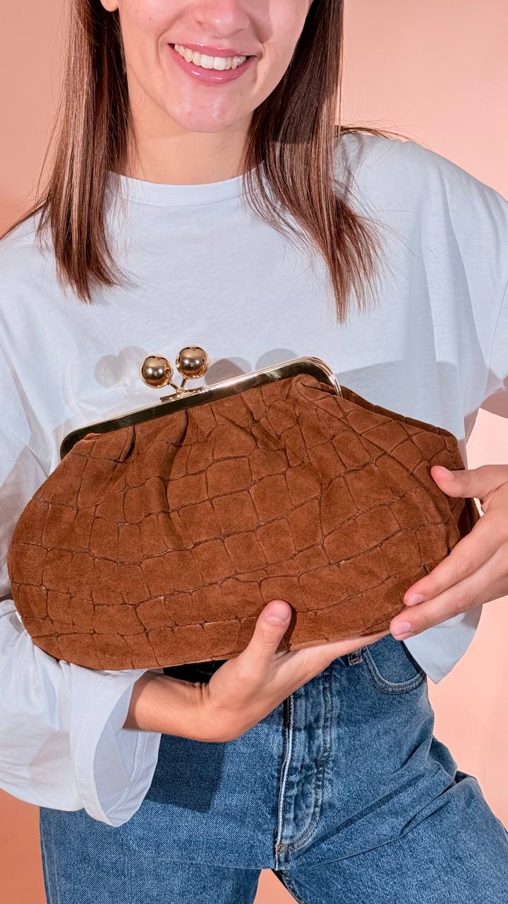 LEVA clutch cocco MC6155GCO CUOIO 