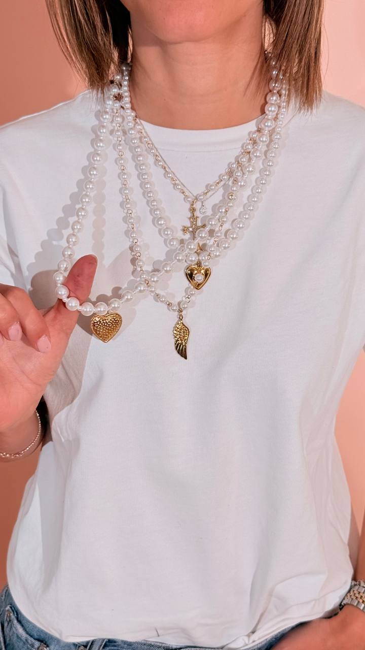 LEVA Collana perla con ciondoli PERLACHARMS BIANCO 