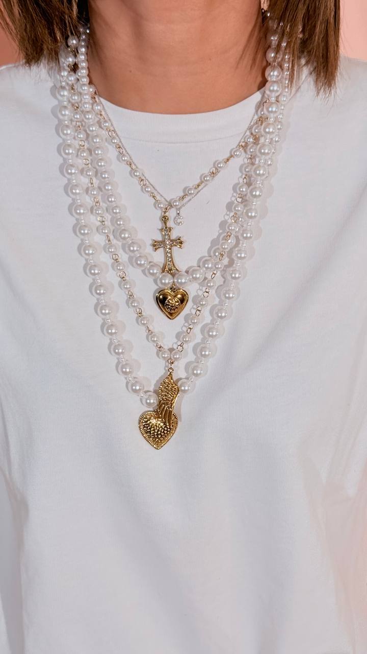 LEVA Collana perla con ciondoli PERLACHARMS BIANCO 