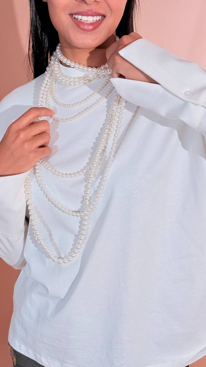 LEVA Collana perla girocollo PERLACORTA01 BIANCO 