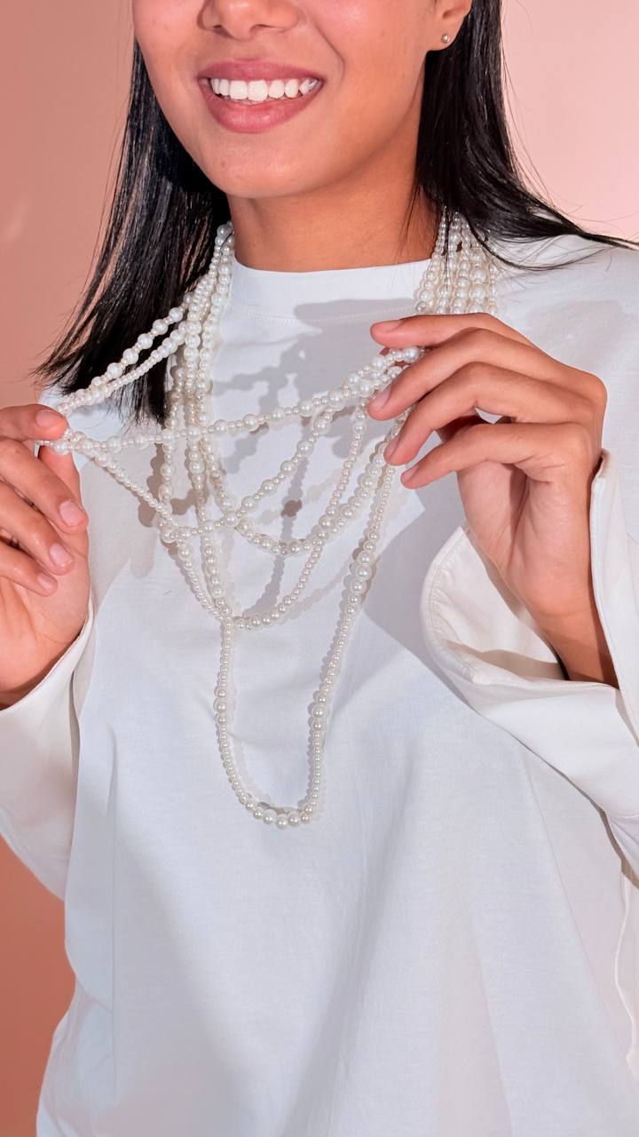 LEVA Collana perla  mille fili lunga PERLALUNGA01 BIANCO 