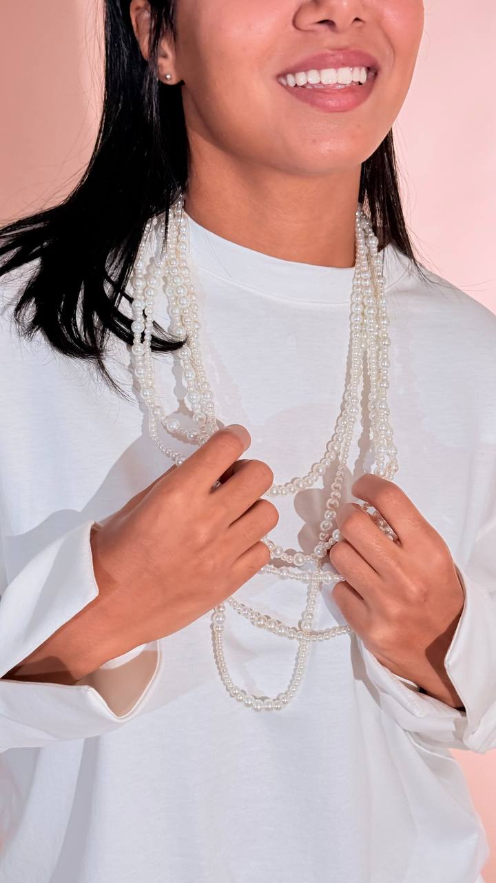 LEVA Collana perla  mille fili lunga PERLALUNGA01 BIANCO 