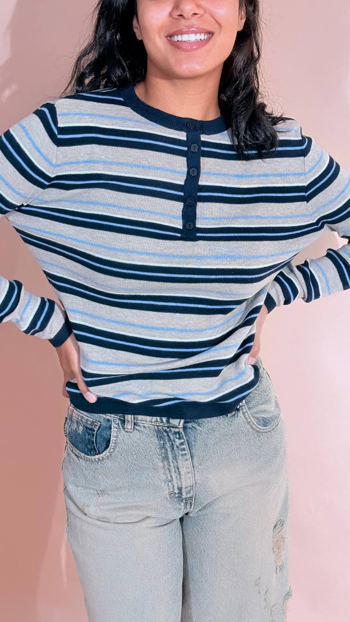 LEVA Ambra maglia rigata Y24HW70216 BLU 