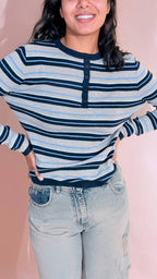 LEVA Ambra maglia rigata Y24HW70216 BLU 