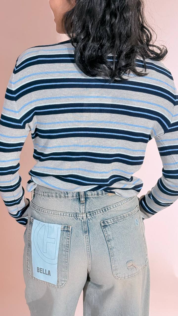 LEVA Ambra maglia rigata Y24HW70216 BLU 