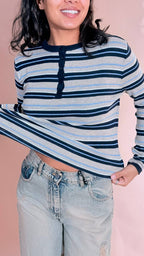 LEVA Ambra maglia rigata Y24HW70216 BLU 