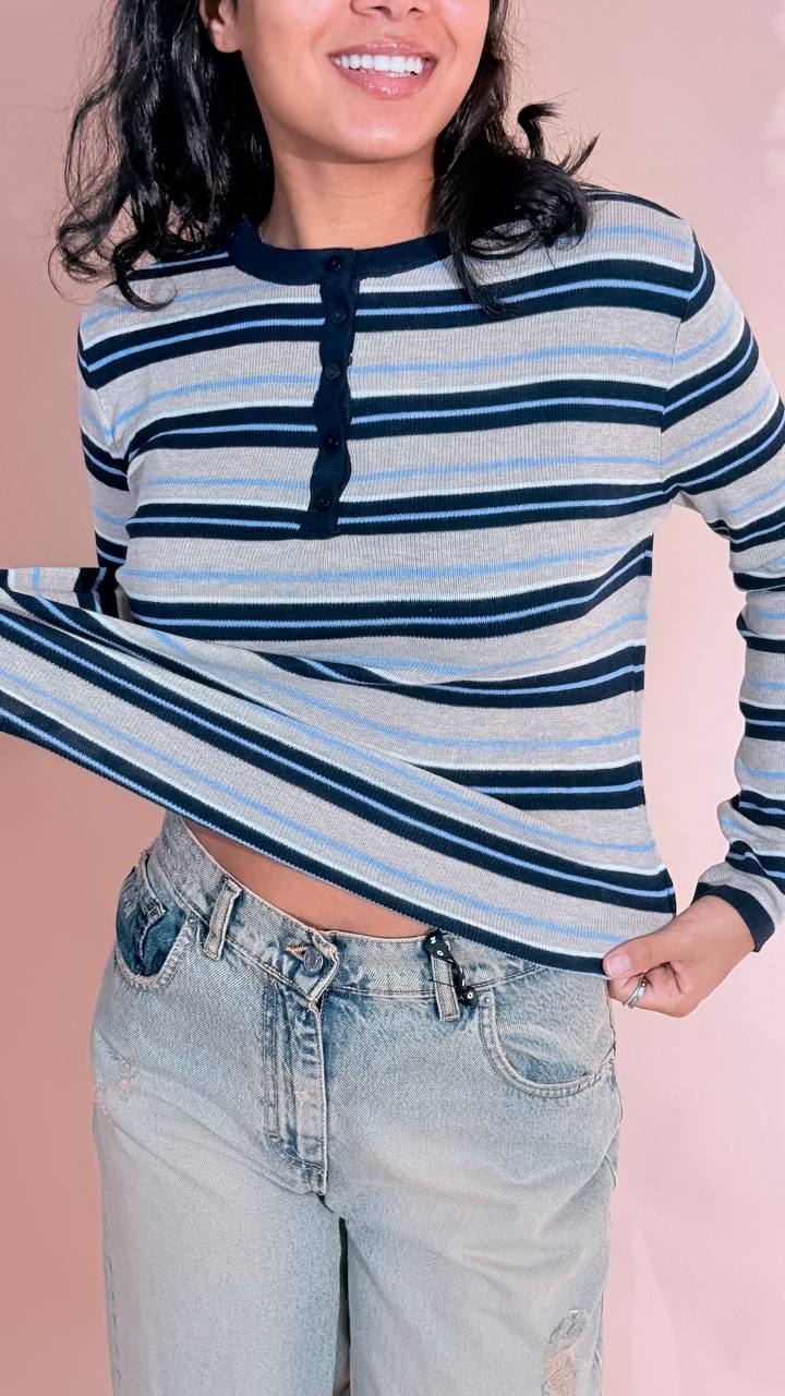LEVA Ambra maglia rigata Y24HW70216 BLU 