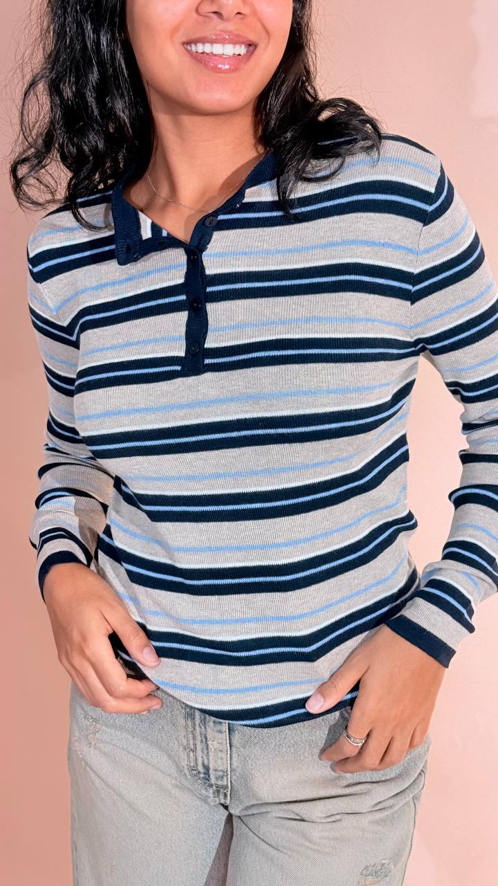 LEVA Ambra maglia rigata Y24HW70216 BLU 