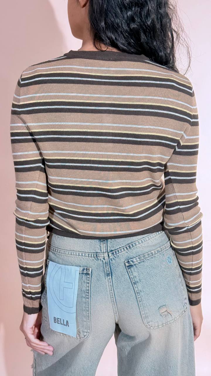 LEVA Ambra maglia rigata Y24HW70216 MORO 