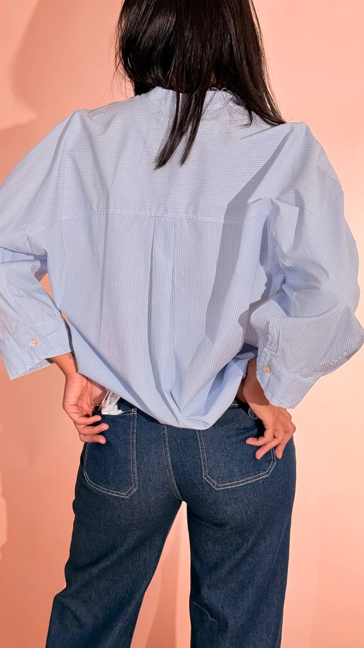 MOTEL Giorgia camicia riga taschino 39804G AZZURRO 