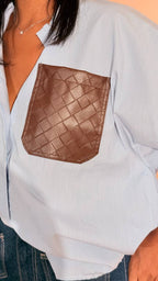 MOTEL Giorgia camicia riga taschino 39804G AZZURRO 