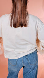 MOTEL t-shirt piuma W26M855 CREMA 