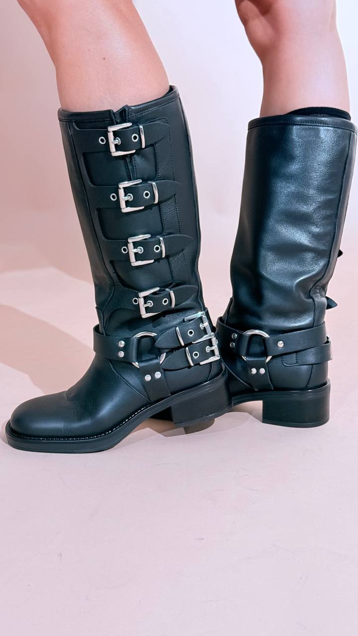 OVYE jagger biker con fibbie AT4200MON NERO 