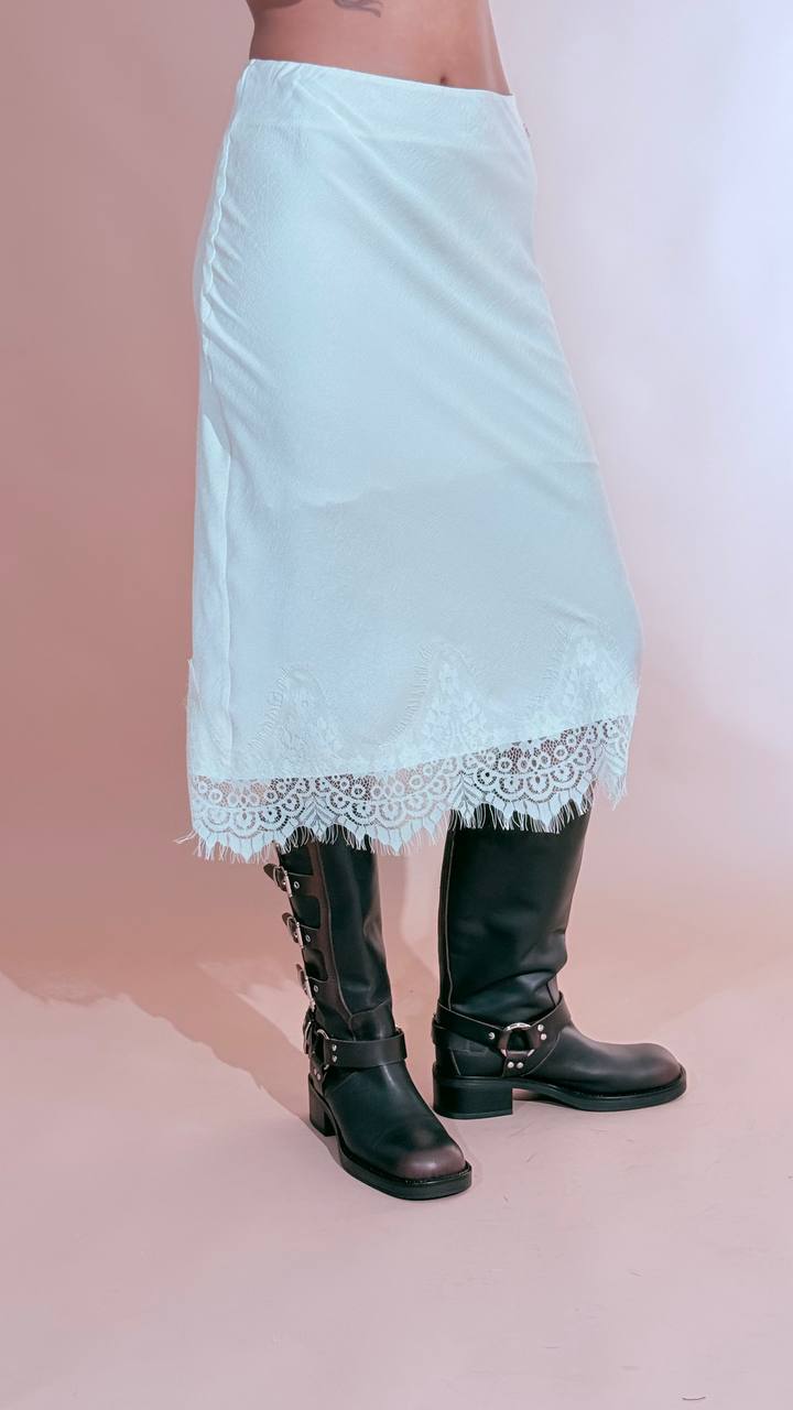PHILIA LOFT Gonna pizzo V01A1093 BIANCO 