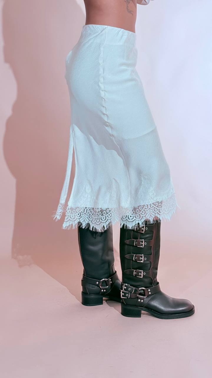 PHILIA LOFT Gonna pizzo V01A1093 BIANCO 