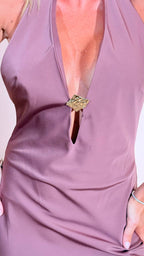 SILENCE "Vanya" dress dettaglio spilla AB4259 VINO 