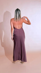 SILENCE "Vanya" dress dettaglio spilla AB4259 VINO 