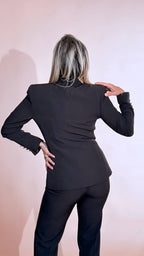 SILENCE "Ambra" blazer doppiopetto bottone oro NPR235AMBER CACAO 
