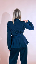 SILENCE "Estelle" blazer con fusciacca + pantalone inserto raso PAF4SEN BLU 