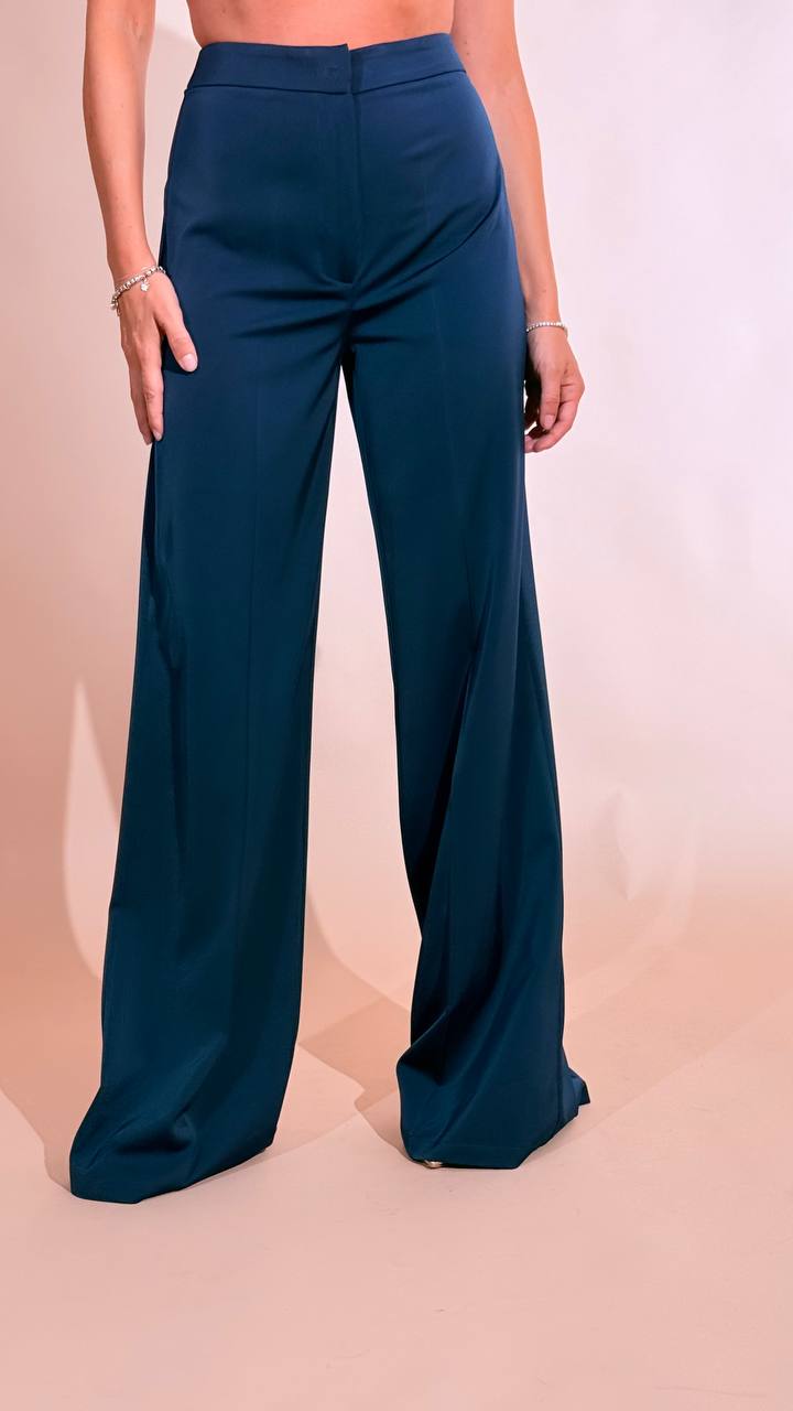 SILENCE "Estelle" blazer con fusciacca + pantalone inserto raso PAF4SEN BLU 
