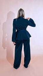 SILENCE "Estelle" blazer con fusciacca + pantalone inserto raso PAF4SEN BLU 