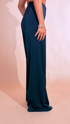 SILENCE "Estelle" blazer con fusciacca + pantalone inserto raso PAF4SEN BLU 