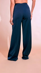 SILENCE "Estelle" blazer con fusciacca + pantalone inserto raso PAF4SEN BLU 