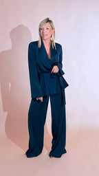 SILENCE "Estelle" blazer con fusciacca + pantalone inserto raso PAF4SEN BLU 
