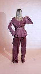 SILENCE "Estelle" blazer con fusciacca + pantalone inserto raso PAF4SEN VINO 