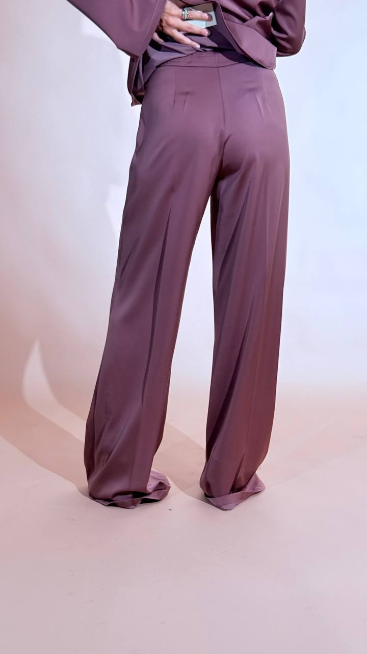 SILENCE "Estelle" blazer con fusciacca + pantalone inserto raso PAF4SEN VINO 