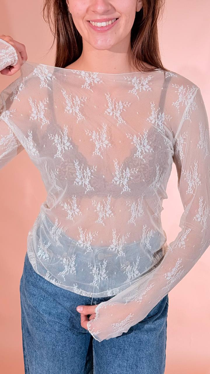 Susy mix Romantic maglia in pizzo 10997 CREMA 
