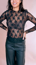 Susy mix Love t-shirt pizzo 610997 NERO 