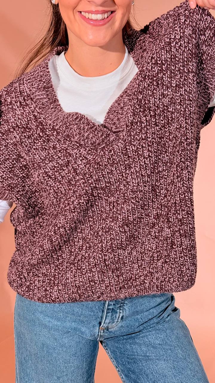 Susy mix gilet "v" punto pannocchia AI51219 BORDEUAX 