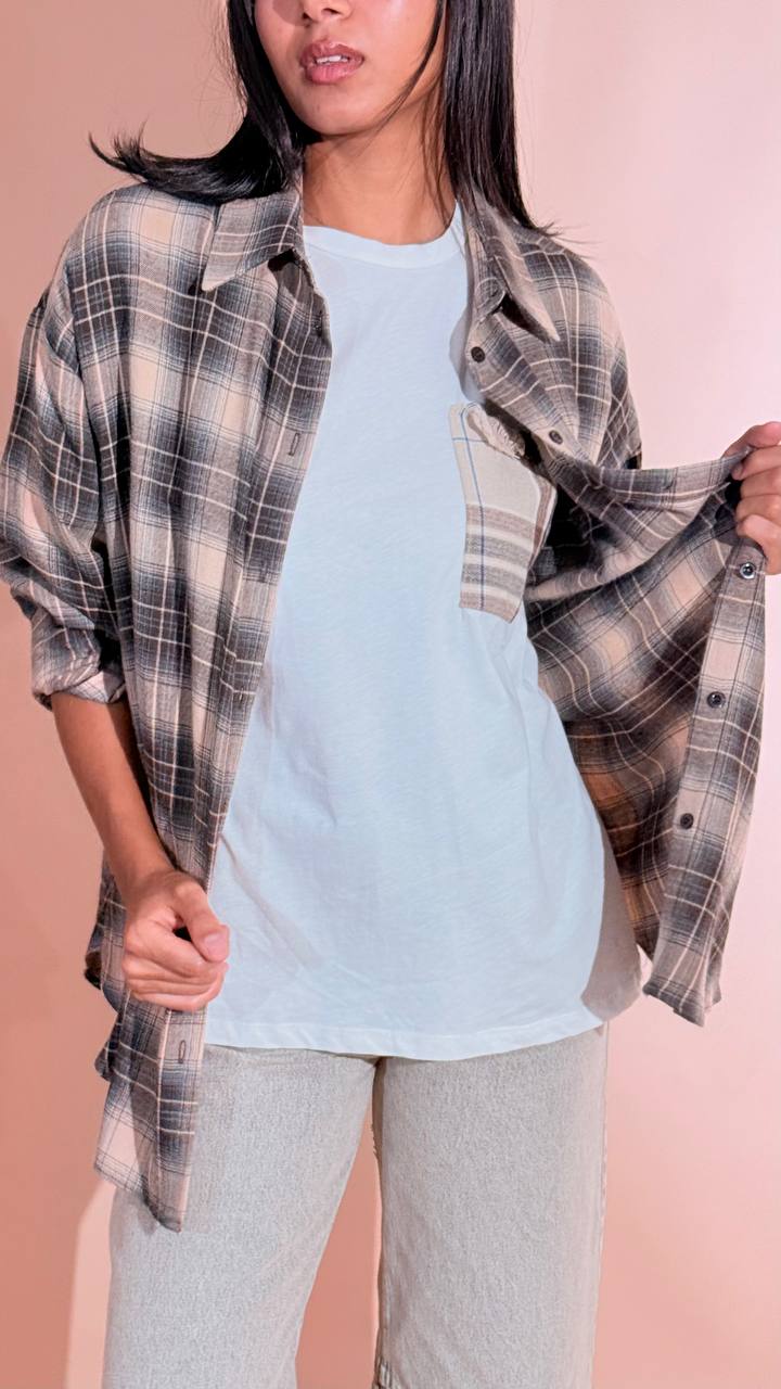 Susy mix Rodeo camicia check Y1208B48 BEIGE 