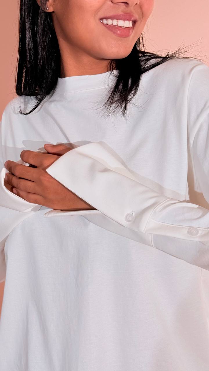 TENSIONE IN Leggendaria t-shirt polsini FW260049 PANNA 