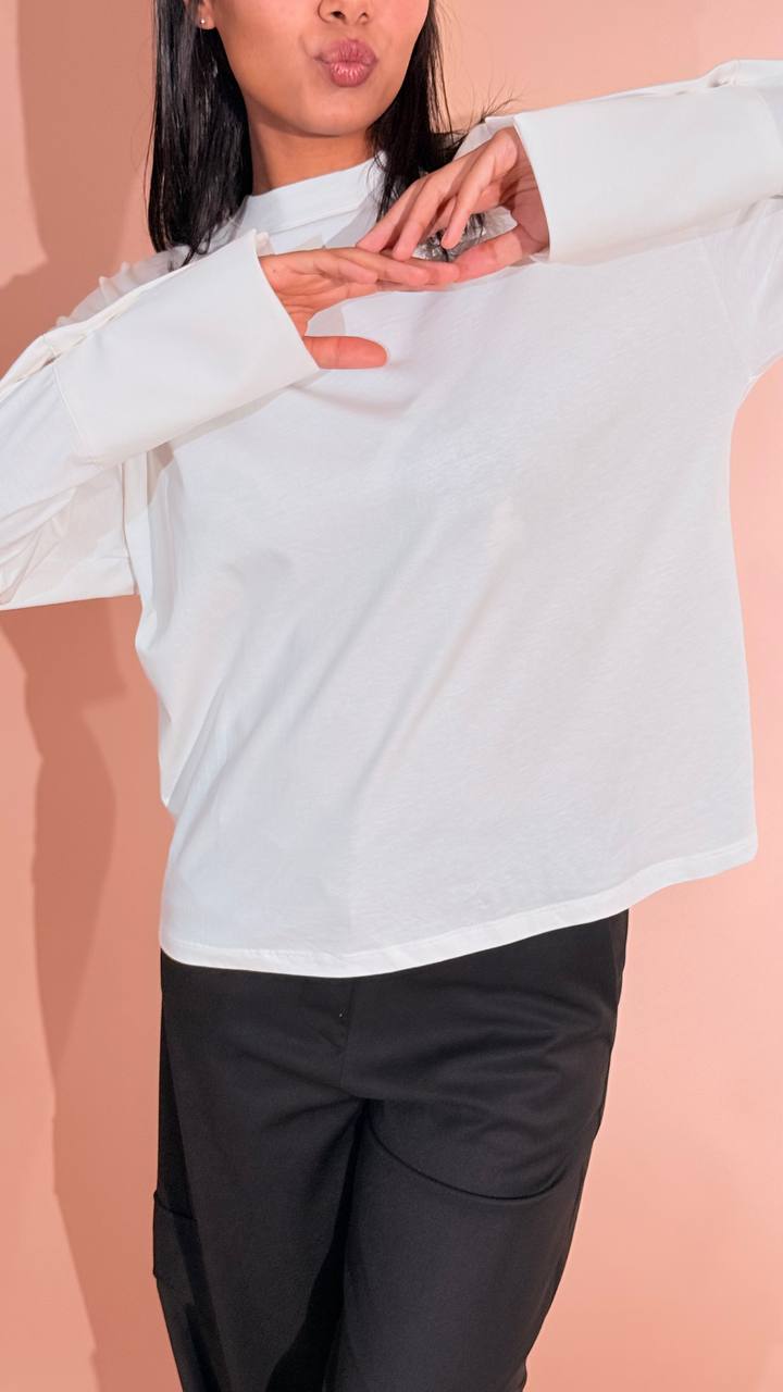 TENSIONE IN Leggendaria t-shirt polsini FW260049 PANNA 