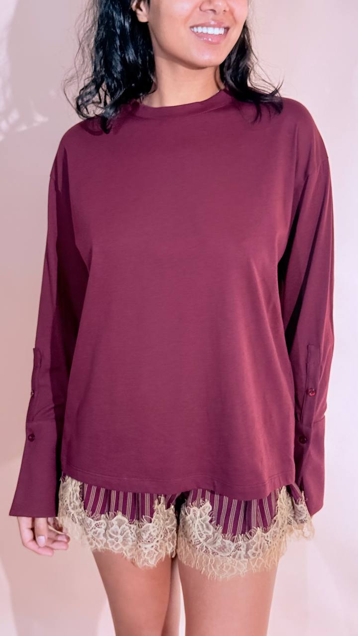 TENSIONE IN leggendaria tshirt polsini FW260049 VINO 