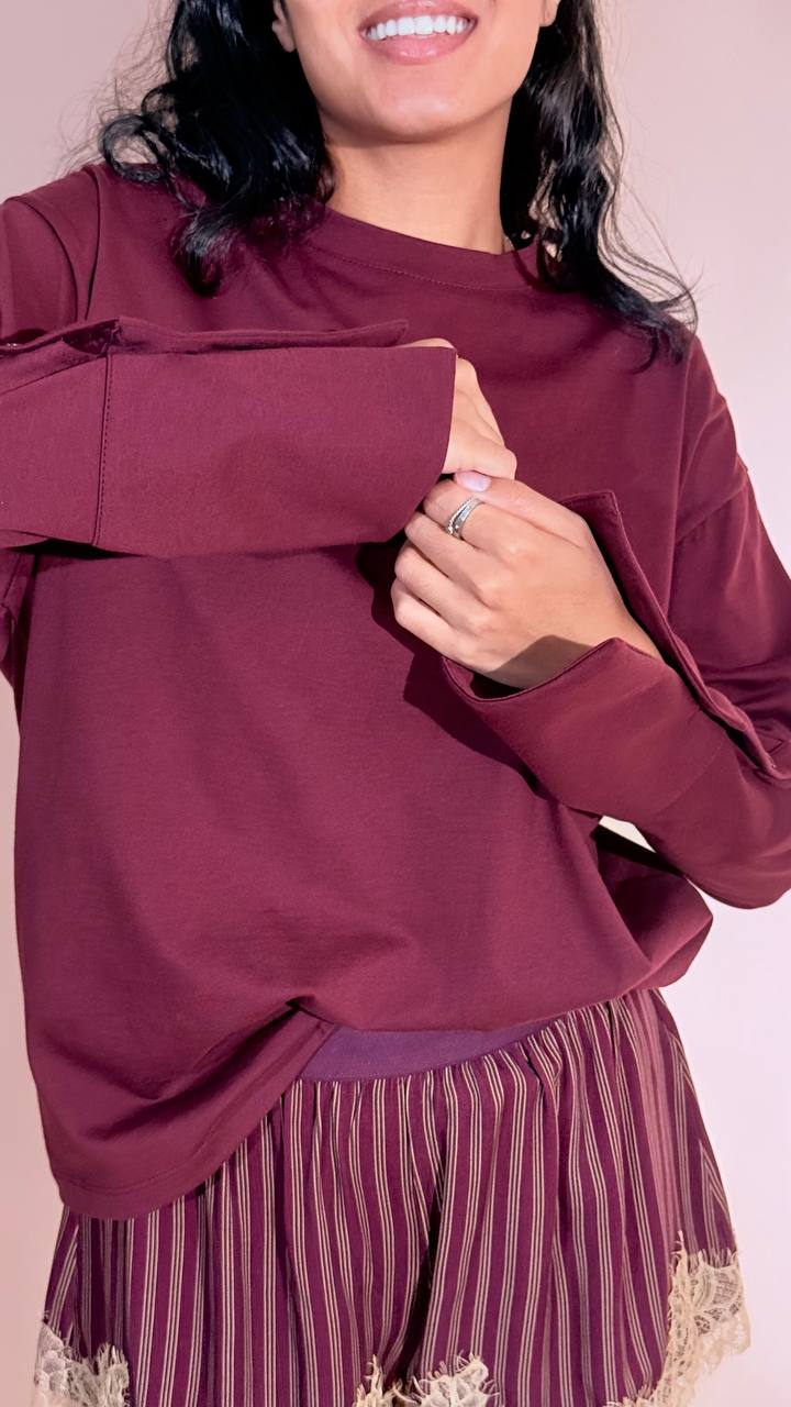 TENSIONE IN leggendaria tshirt polsini FW260049 VINO 