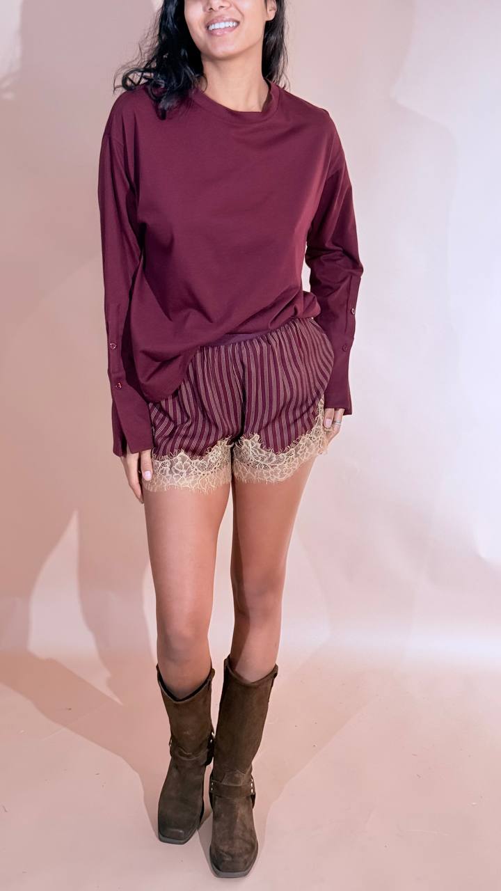 TENSIONE IN leggendaria tshirt polsini FW260049 VINO 