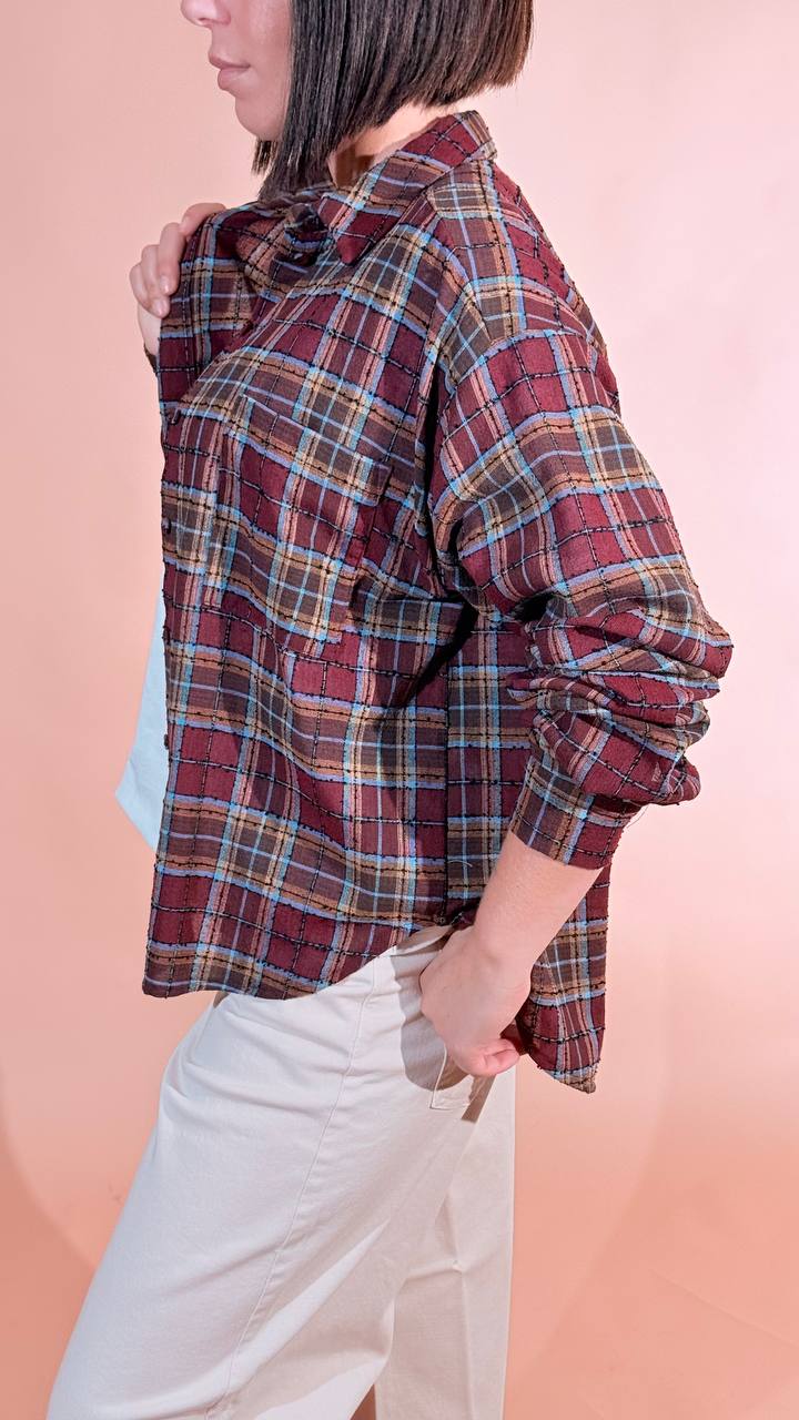 TENSIONE IN Virginia camicia check W26C484 VINO 