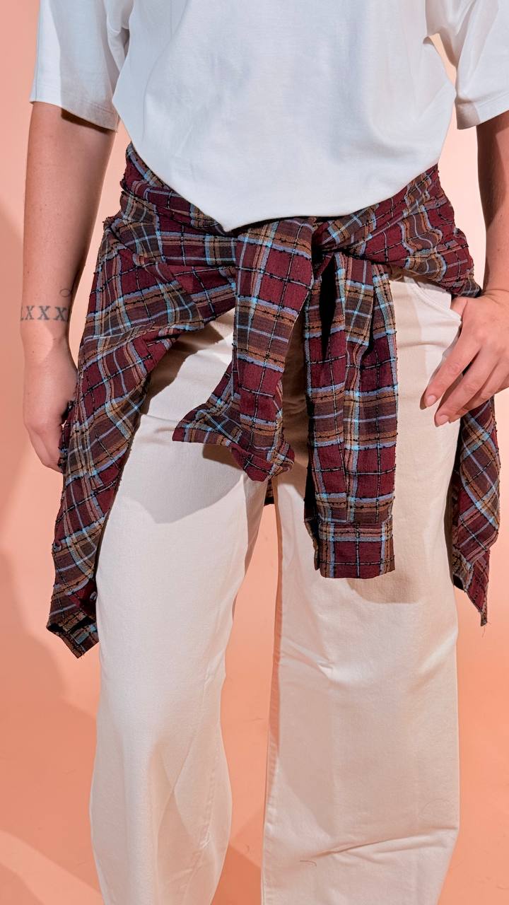 TENSIONE IN Virginia camicia check W26C484 VINO 