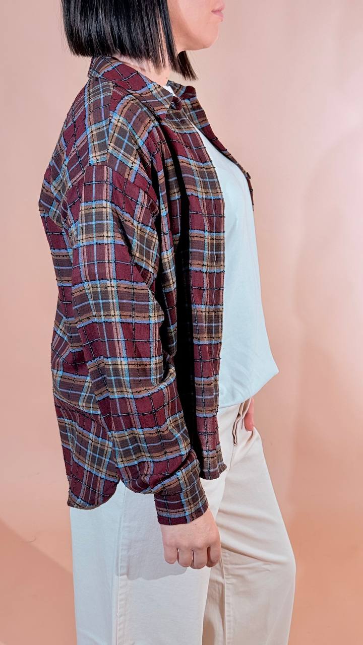 TENSIONE IN Virginia camicia check W26C484 VINO 