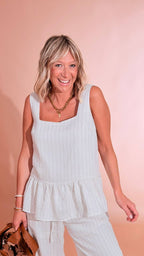 GLAMOROUS Top balze gessato AN5507 CREMA 