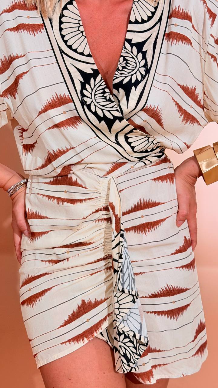 HAVE ONE "colibrì" abito kimono AMA-Q262 CREMA 