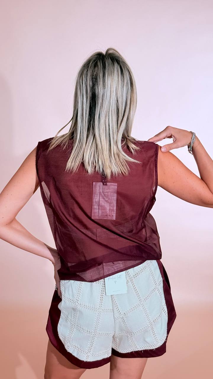 HAVE ONE Camicia smanicata CMQ-Q509 BORDEAUX 