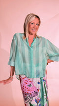HAVE ONE Riga camicia CVS-Q422 TURCHESE 