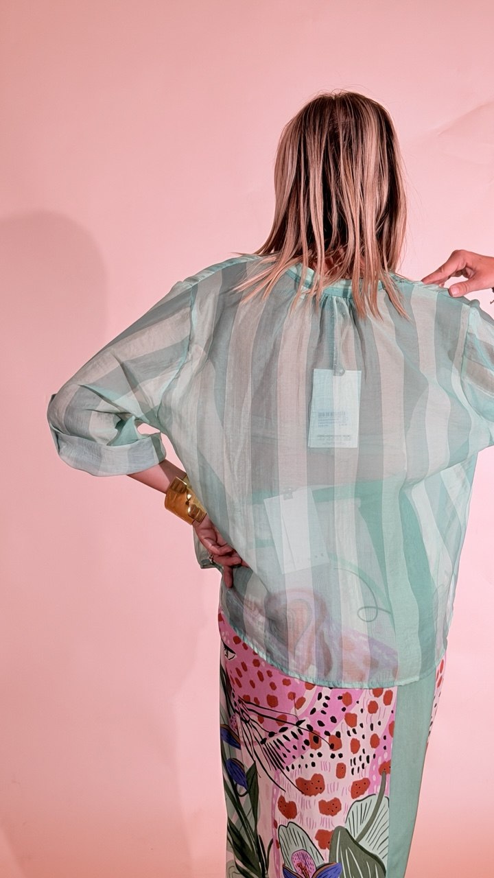 HAVE ONE Riga camicia CVS-Q422 TURCHESE 