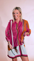 HAVE ONE Camicia righe CVS-Q504 FUXIA/ARANCIO 