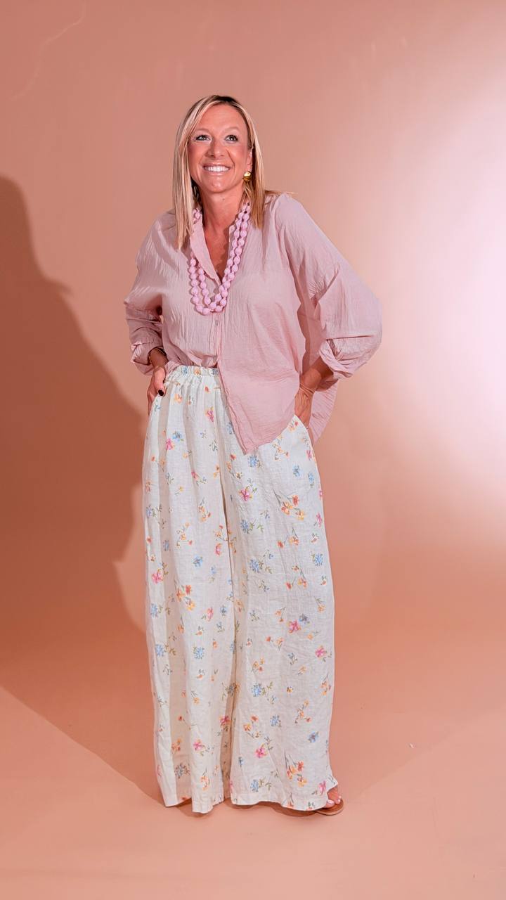 LEVA Flower lino 10412 AVORIO 