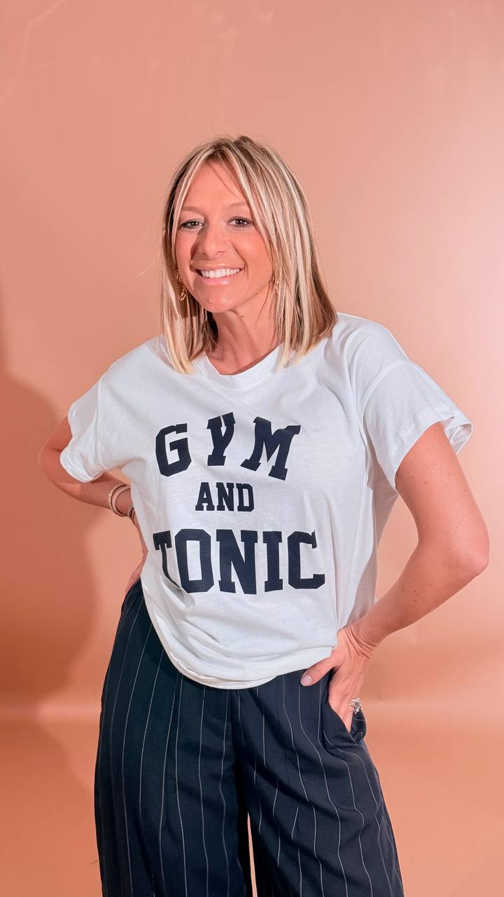 LEVA T-shirt scritta gym&tonic FIT30241 BLU 